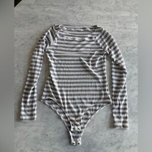 LAmade Ribbed Stripe Long Sleeve Bodysuit | Size L | Revolve